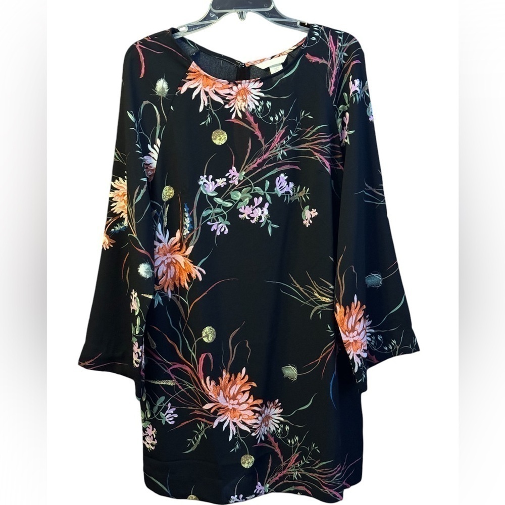 H&M Black Floral Shift Dress Medium - Picture 3 of 5